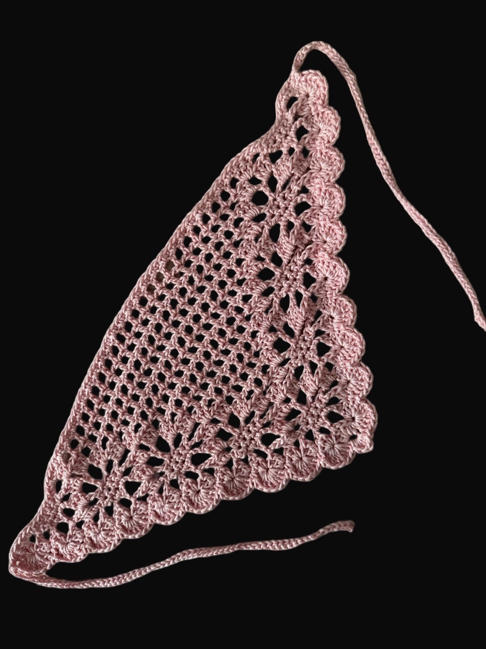 Handmade Crochet Bandana Hair Scarf  Cottage Core Festival Bohemian 100% Cotton